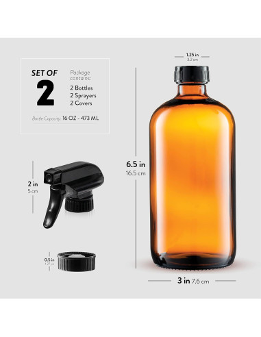 Botellas de Spray de Vidrio Ámbar Paksh 2 Unidades 500ml