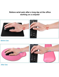 Almohadillas para Muñeca Teclado y Ratón Poualss Rosa Claro 2