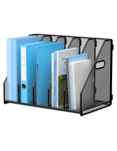 Organizador de Archivos Vertical MINDEPOT 5 Compartimentos Metal Negro