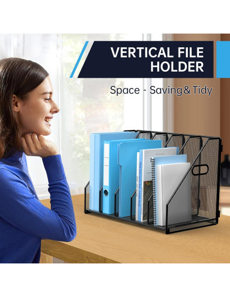Organizador de Archivos Vertical MINDEPOT 5 Compartimentos Metal Negro Organizador de Archivos Vertical MINDEPOT 5 Compartimentos Metal Negro