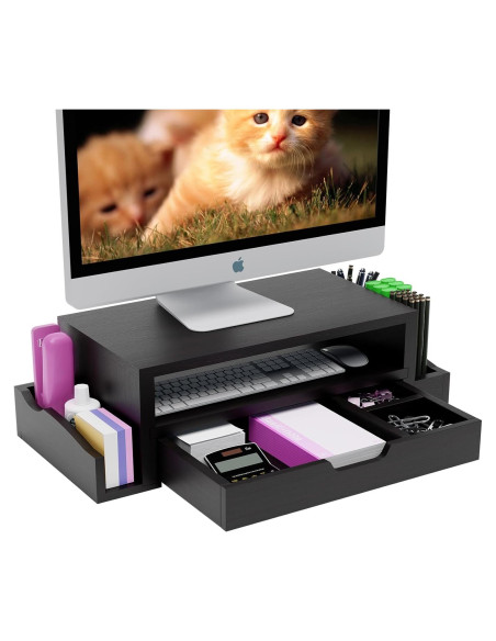 Soporte Elevador de Monitor Simple Trending con Cajón y Organizador Soporte Elevador de Monitor Simple Trending con Cajón y Organizador