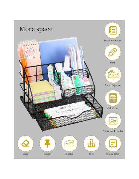 Organizador de Escritorio AOFUXTI Negro con Suministros Completo Organizador de Escritorio AOFUXTI Negro con Suministros Completo