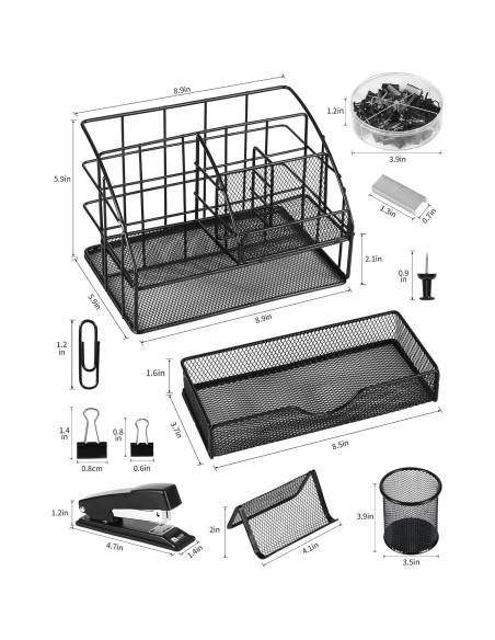 Organizador de Escritorio AOFUXTI Negro con Suministros Completo Organizador de Escritorio AOFUXTI Negro con Suministros Completo
