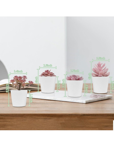 Juego de 4 Macetas Mini Suculentas Falsas Uguisu Rosa Púrpura