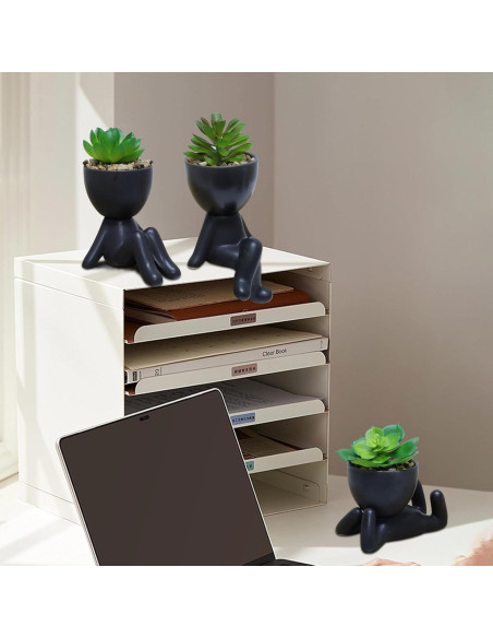 Zerzsy 3 PCS Plantas Suculentas Artificiales en Macetas Cerámicas Zerzsy 3 PCS Plantas Suculentas Artificiales en Macetas Cerámicas