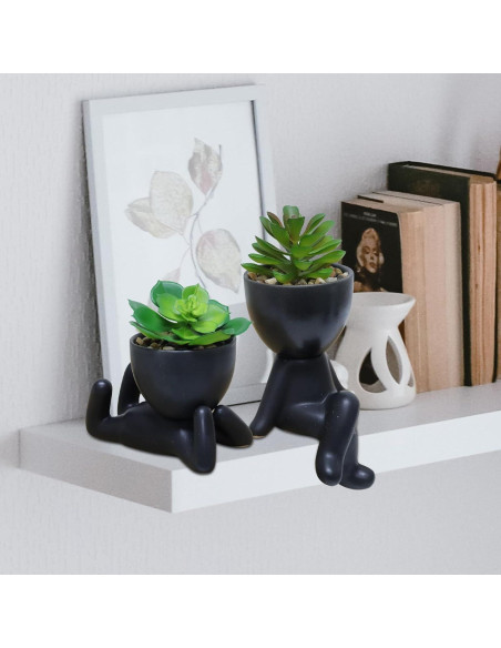 Zerzsy 3 PCS Plantas Suculentas Artificiales en Macetas Cerámicas Zerzsy 3 PCS Plantas Suculentas Artificiales en Macetas Cerámicas