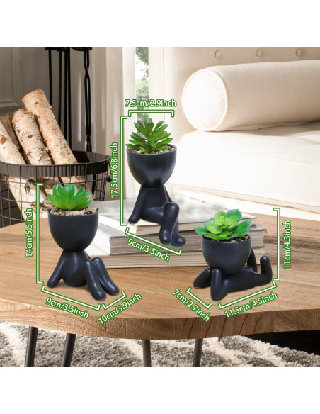 Zerzsy 3 PCS Plantas Suculentas Artificiales en Macetas Cerámicas Zerzsy 3 PCS Plantas Suculentas Artificiales en Macetas Cerámicas