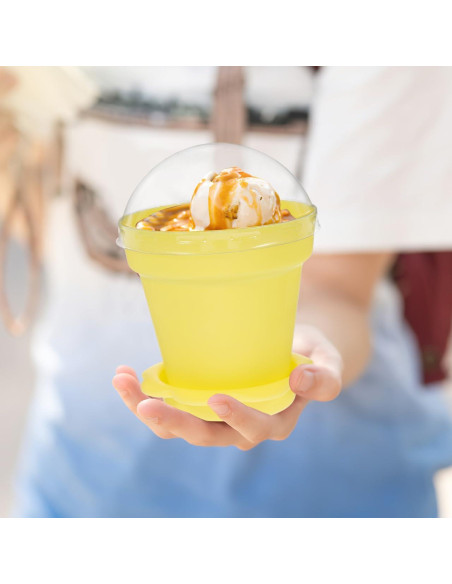 MAGICLULU 20 Vasos de Postre en Forma de Maceta Amarillo 8x11cm MAGICLULU 20 Vasos de Postre en Forma de Maceta Amarillo 8x11cm