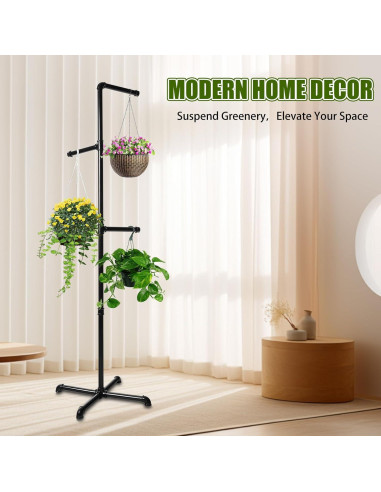 Soporte de Planta Colgante Chloraeon Metal Negro 155 cm