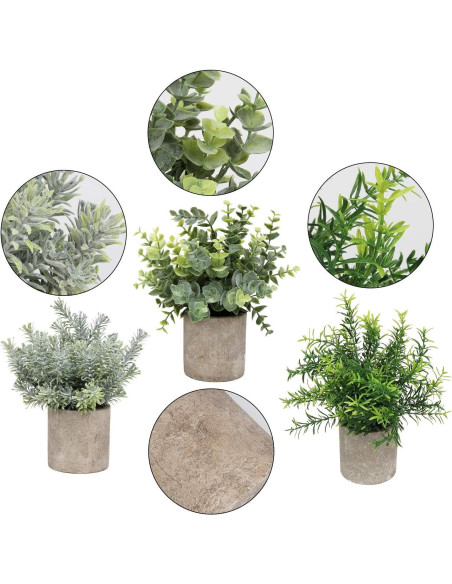 Flojery Mini Plantas Artificiales en Macetas 21-23 cm Eucalipto Flojery Mini Plantas Artificiales en Macetas 21-23 cm Eucalipto