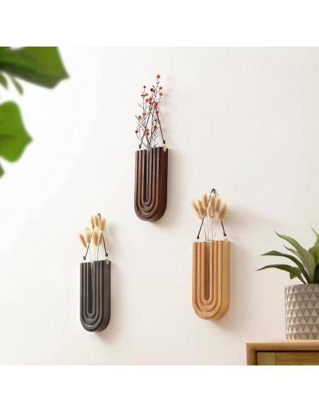 Maceta de Pared de Madera GRID FORTE - Juego de 3 Jarrones Colgantes Maceta de Pared de Madera GRID FORTE - Juego de 3 Jarrones Colgantes
