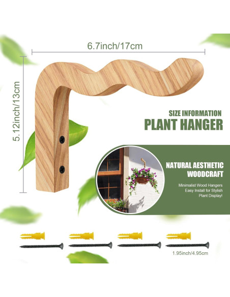 Soporte para Plantas Colgantes HCDHAKN 17 cm Madera Natural 2 Pcs Soporte para Plantas Colgantes HCDHAKN 17 cm Madera Natural 2 Pcs