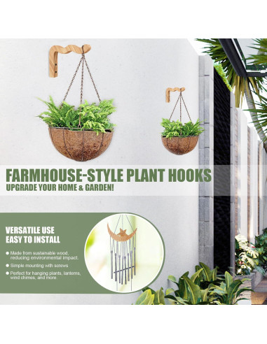 Soporte para Plantas Colgantes HCDHAKN 17 cm Madera Natural 2 Pcs