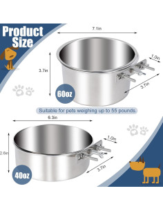 Tazones de Acero Inoxidable para Perros Wrifazaly - Paquete de 2 2