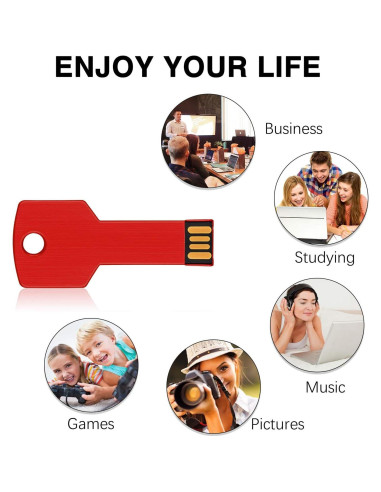 RAOYI Pendrive USB 4GB en Forma de Llave Metal Rojo