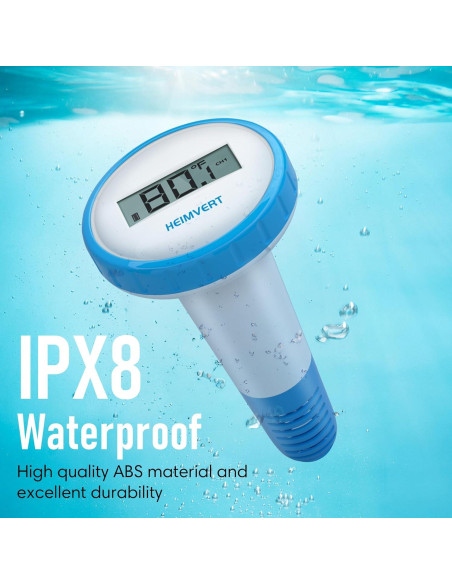 Termómetro de piscina digital HEIMVERT flotante IPX8 azul claro Termómetro de piscina digital HEIMVERT flotante IPX8 azul claro
