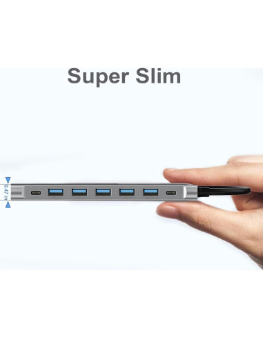Hub USB 8 Puertos GKEAPZA 3.0 con Alimentación USB-C 5V/3A