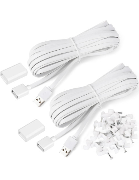 Paquete de 2 Cables de Extensión USB 7.5m Goldtime para WYZE Cam Paquete de 2 Cables de Extensión USB 7.5m Goldtime para WYZE Cam