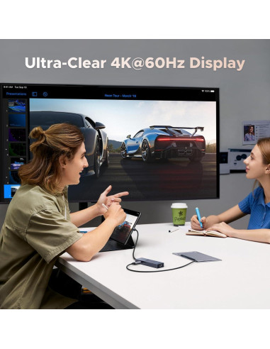 UGREEN Hub USB-C 6 en 1 con HDMI 4K, Ethernet Gigabit y Carga PD 100W
