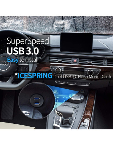 Cable de extensión USB 3.0 ICESPRING 0.91m 2 puertos impermeable