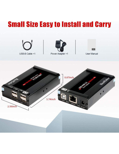 Extensor USB 80m ARX Tech con Hub 4 Puertos RJ45 Plug&Play Extensor USB 80m ARX Tech con Hub 4 Puertos RJ45 Plug&Play