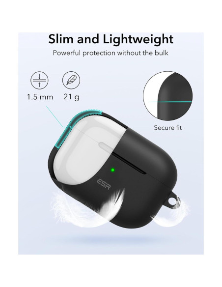 Funda ESR para AirPods Pro 2da Gen. Negra - Protección Completa Funda ESR para AirPods Pro 2da Gen. Negra - Protección Completa
