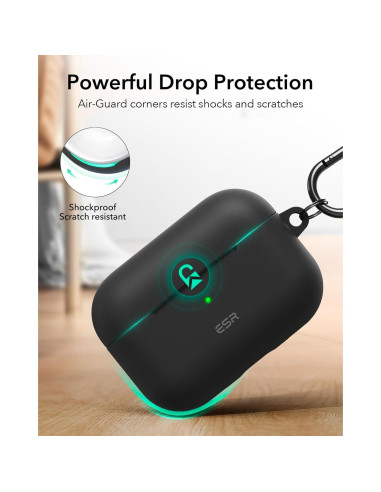 Funda ESR para AirPods Pro 2da Gen. Negra - Protección Completa