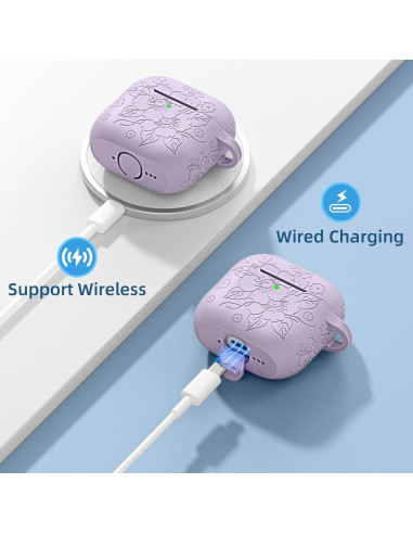 Funda Protectora Silicona Lavanda para AirPods 4 con Kit de Limpieza