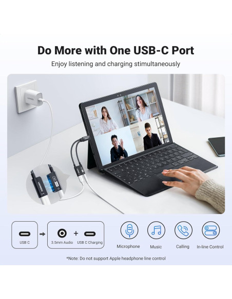 Adaptador UGREEN USB C a 3.5mm y Cargador Rápido 60W Adaptador UGREEN USB C a 3.5mm y Cargador Rápido 60W