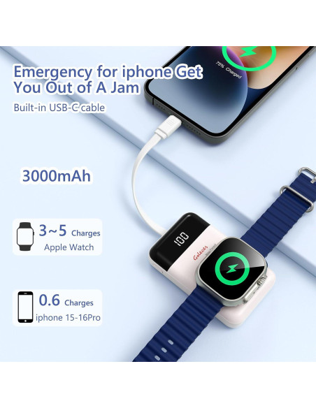 Cargador Portátil 3000mAh Galeces para Apple Watch y iPhone Cargador Portátil 3000mAh Galeces para Apple Watch y iPhone