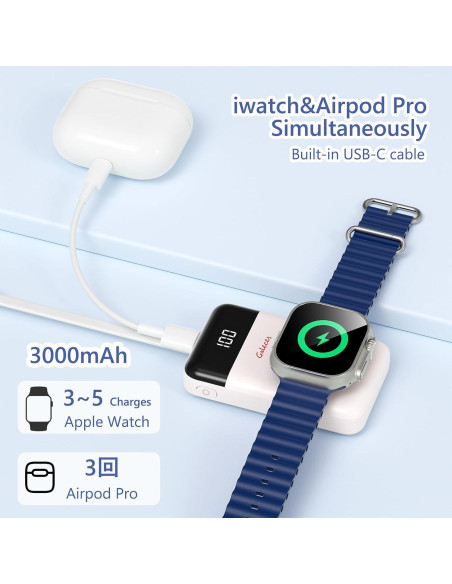 Cargador Portátil 3000mAh Galeces para Apple Watch y iPhone Cargador Portátil 3000mAh Galeces para Apple Watch y iPhone