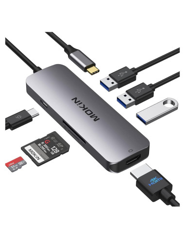 Hub USB-C 7 en 1 MOKiN con HDMI 4K y 3 USB 3.0