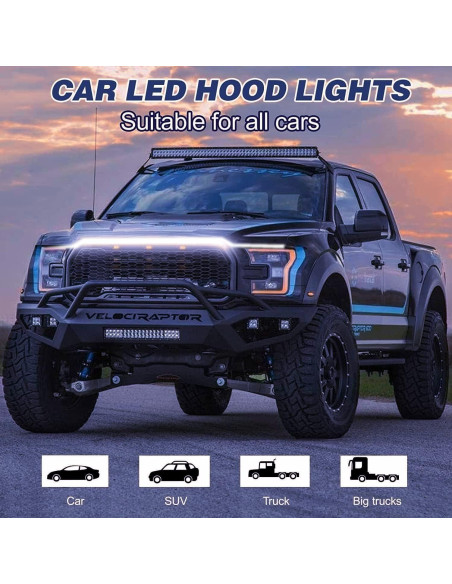 Tira de Luz LED Goodream 177.8 cm Blanca Impermeable para Coche Tira de Luz LED Goodream 177.8 cm Blanca Impermeable para Coche