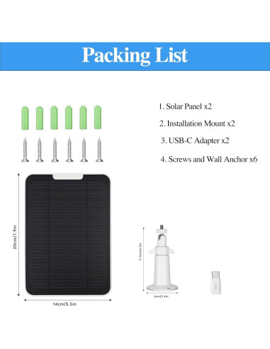 Panel Solar 5V 6W Omiention para Cámaras Eufy - 2 Paquete