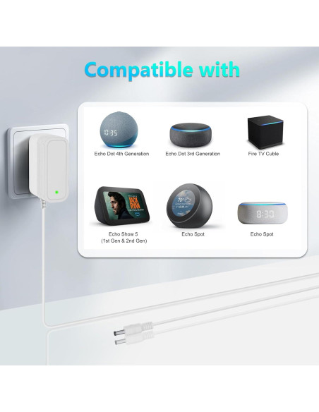 Adaptador de corriente 15W para Amazon Echo Dot y Fire TV Adaptador de corriente 15W para Amazon Echo Dot y Fire TV