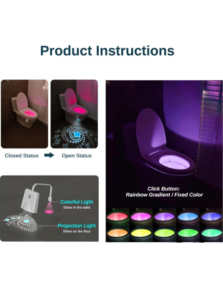 Luz Nocturna para Inodoro CGSZDMZY LED 16 Colores Recargable Luz Nocturna para Inodoro CGSZDMZY LED 16 Colores Recargable