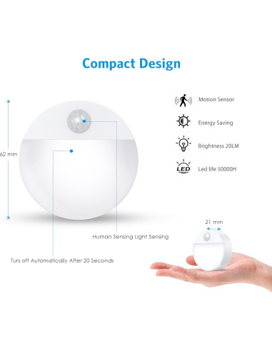 Luz de Sensor de Movimiento AMIR LED Inalámbrica 4 Piezas