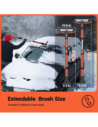 Cepillo de Nieve 3 en 1 VOLTASK con Raspador y Limpiaparabrisas