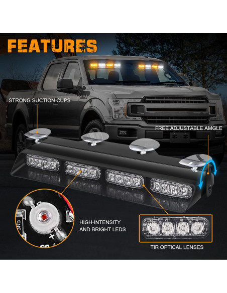 Luces Estroboscópicas de Emergencia XRIDONSEN 32W 2x35.56cm Ámbar/Blanco Luces Estroboscópicas de Emergencia XRIDONSEN 32W 2x35.56cm Ámbar/Blanco