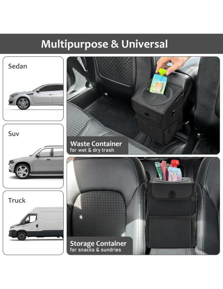Basurero de Coche Accmor Negro Impermeable con 60 Bolsas Basurero de Coche Accmor Negro Impermeable con 60 Bolsas