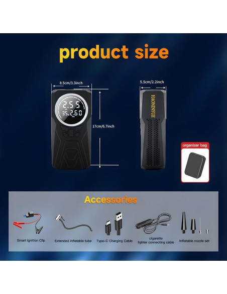 Arrancador de Coche HAONINYUE H03-1 con Compresor 3000A Arrancador de Coche HAONINYUE H03-1 con Compresor 3000A
