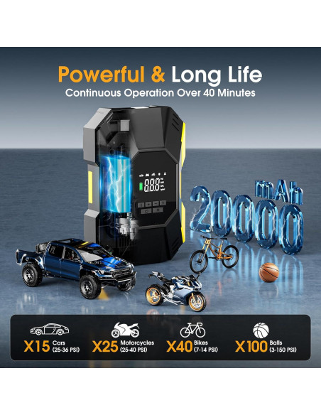 Compresor de Aire Portátil FLYKID T2222 150PSI Batería Recargable Compresor de Aire Portátil FLYKID T2222 150PSI Batería Recargable