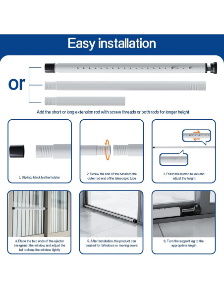 Barra de Seguridad Ajustable WooFog para Puertas y Ventanas 43-127 cm Barra de Seguridad Ajustable WooFog para Puertas y Ventanas 43-127 cm