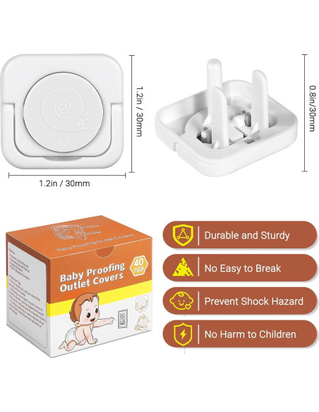 Cubiertas de Enchufe para Niños 40 Unidades Blanco Seguridad Cubiertas de Enchufe para Niños 40 Unidades Blanco Seguridad