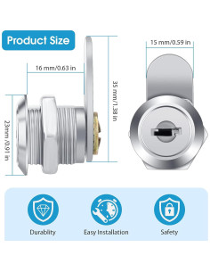 Juego de 16 Cerraduras de Gabinete Hotop con 32 Llaves 16 mm 2
