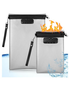 Bolsa de Documentos a Prueba de Fuego Nezyo 2 Pcs A4 Gris