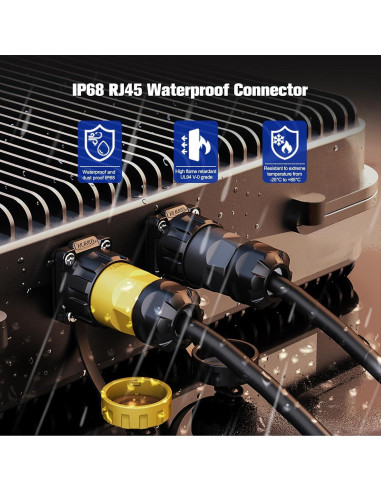 Conector RJ45 a Prueba de Agua Cat6 IP68 Amarillo