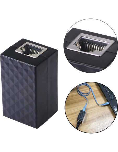 CERRXIAN Protector de Sobretensión Ethernet RJ45 Hembra a Hembra - Paquete de 2 CERRXIAN Protector de Sobretensión Ethernet RJ45 Hembra a Hembra - Paquete de 2