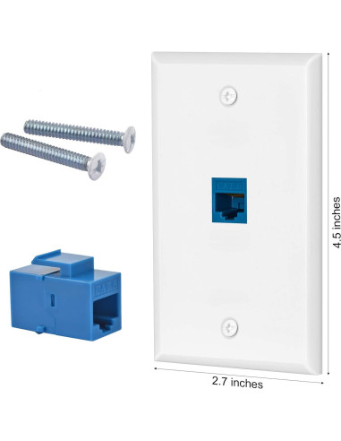 Placa de Pared Ethernet Cat6 Ubrand 1 Puerto RJ45 Hembra 4 Pzs