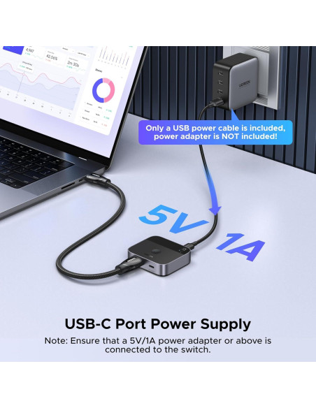 Interruptor USB-C + HDMI 2 en 1 UGREEN 4K@60Hz para Laptops Interruptor USB-C + HDMI 2 en 1 UGREEN 4K@60Hz para Laptops